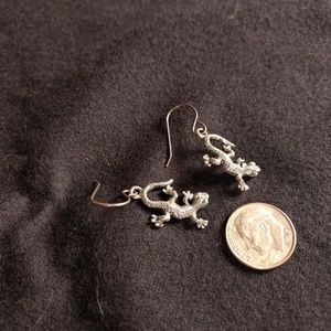 Silver lizard earrings